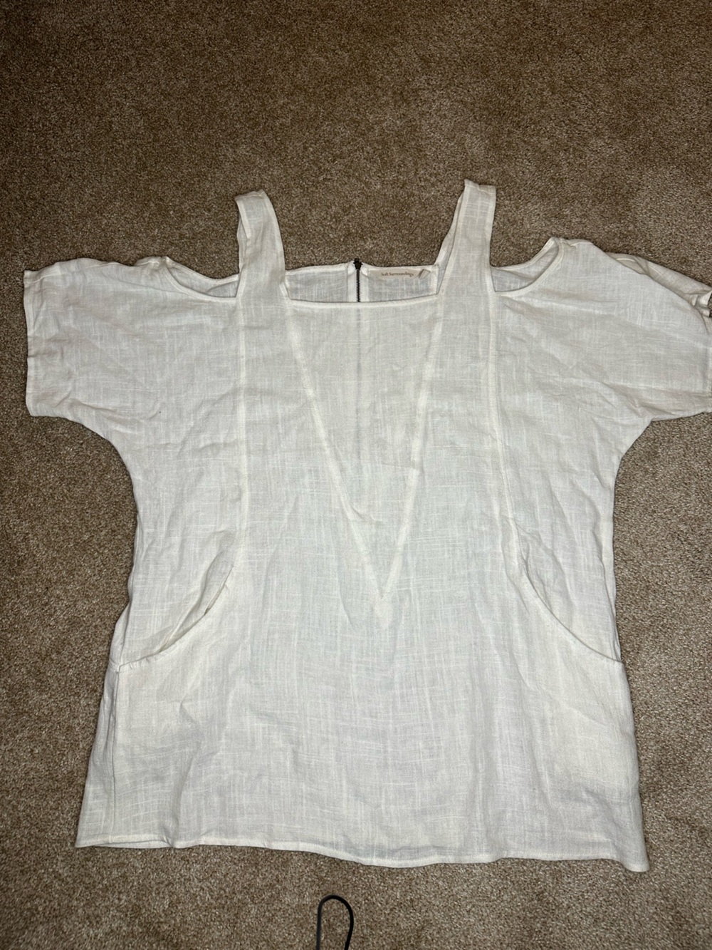 Soft Surroundings Cream Linen Crop Tank